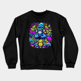 psychedelic chimp and fire Crewneck Sweatshirt